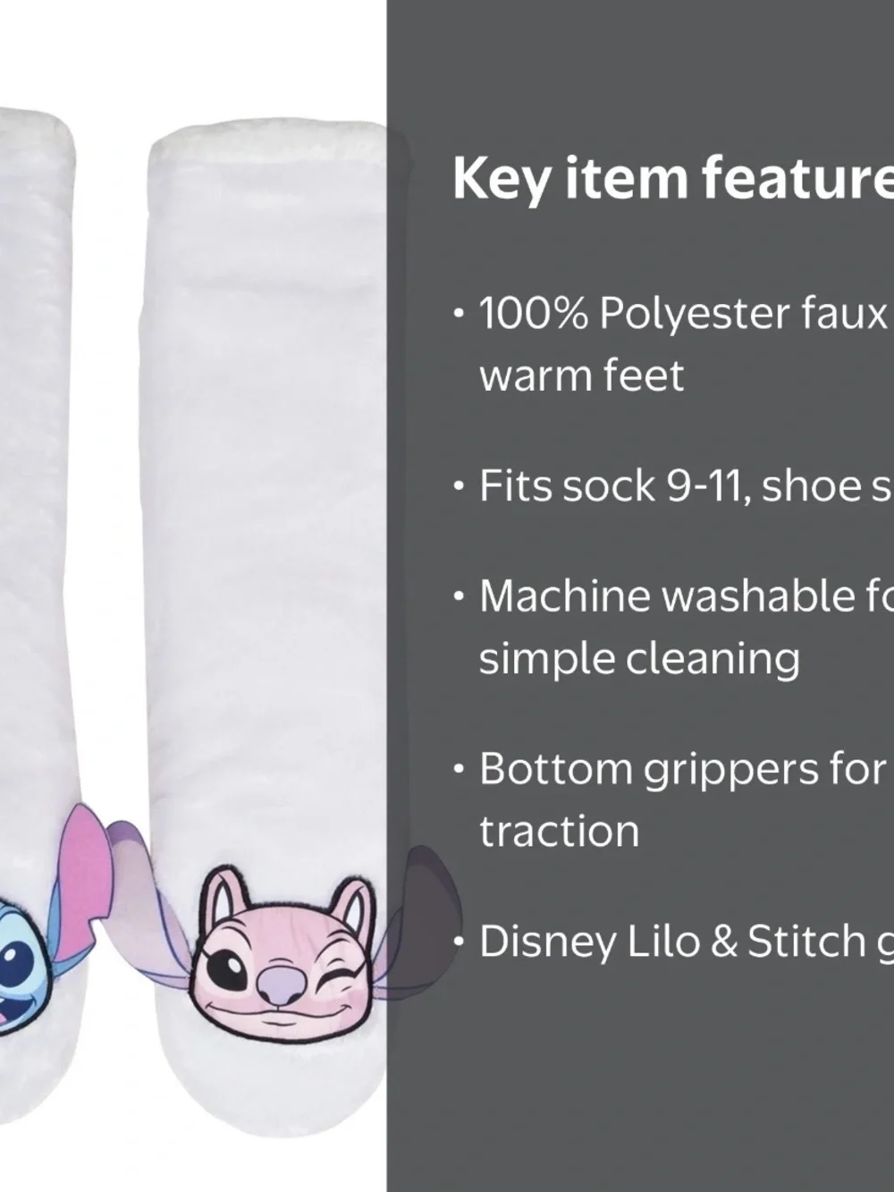 BRAND NEW Disney Stitch & Angel THICK Plush Home Socks Size 4-10